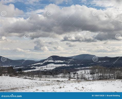 Peacham Vermont Winter Landscape Stock Photo - Image of clouds, peacham ...