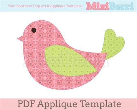 Bird Applique Template PDF Instant Download by MixiBerri on Etsy