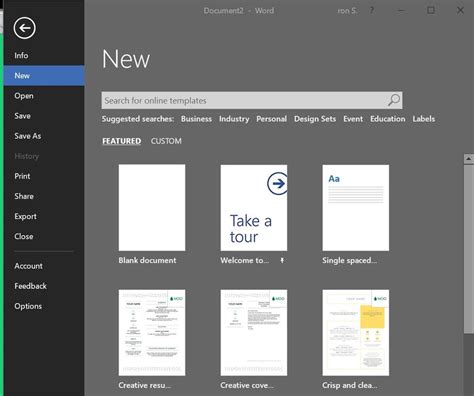 Word 2016 Templates: "Featured" vs "Shared" vs - Microsoft Community