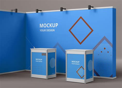 Free 3D Exhibition Display Stand Mockup PSD - Good Mockups in 2021 ...