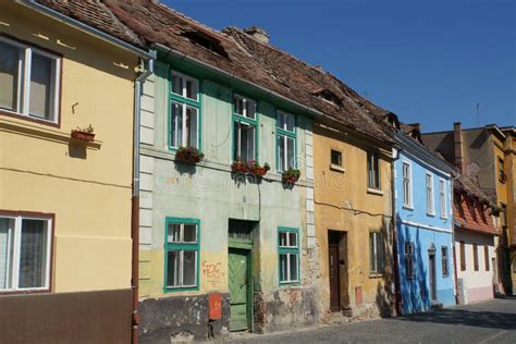 Colored Houses In Sibiu, Transylvania Stock Image - Image of houses ...