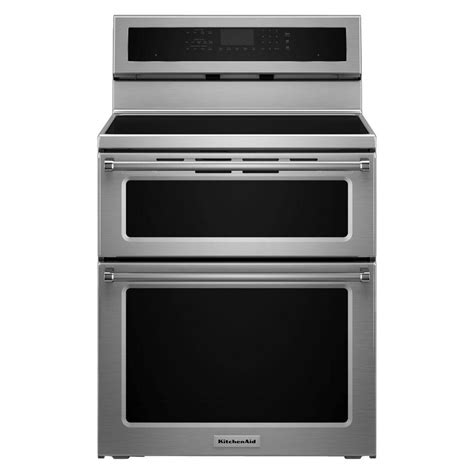 KitchenAid 30 in. 6.7 cu. ft. Double Oven Electric Induction Range with Self-Cleaning Convection ...