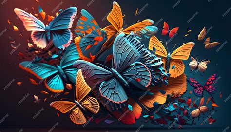 Premium Photo | A colorful butterfly wallpaper with a lot of butterflies.