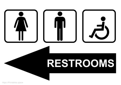Restroom Sign With Left Arrow – Free Printables