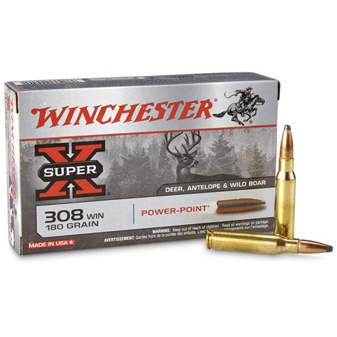 Winchester Super-X, .308 Winchester, PP, 180 Grain, 20 Rounds - 12148 ...