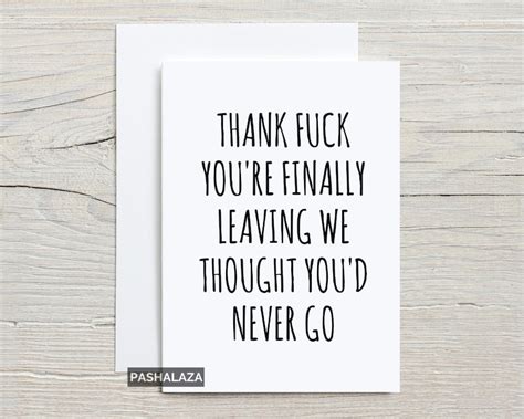 Funny Leaving Card Work Colleague Rude Leaving Card Funny - Etsy