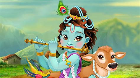 Colorful Little Krishna Cow Animation God Krishna, HD wallpaper | Peakpx