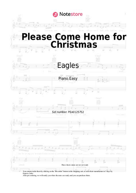 Please Come Home for Christmas piano sheet music easy Eagles in Note ...