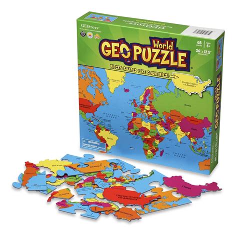 World Geography Puzzle - 68 Country Shaped Pieces | Puzzles for kids ...