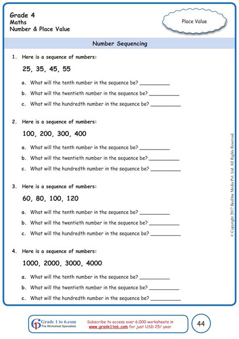 Number Patterns And Sequences Worksheets