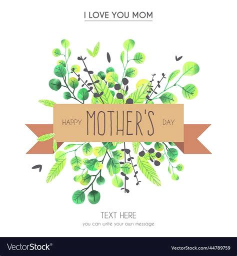 Watercolor mother s day greeting card design Vector Image