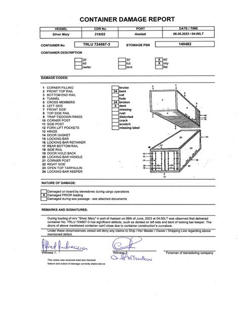 Container Damage Report 319-02 | PDF