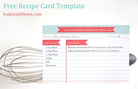 Recipe Card Template | Bake Sale Flyers – Free Flyer Designs