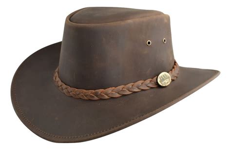 Mens Distressed Leather Western Outback Australian Hat Bush hat Brown | eBay