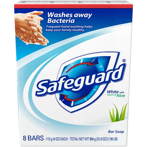 Safeguard Antibacterial Soap, White, with Aloe, Value Pack, 8 - 4 oz ...