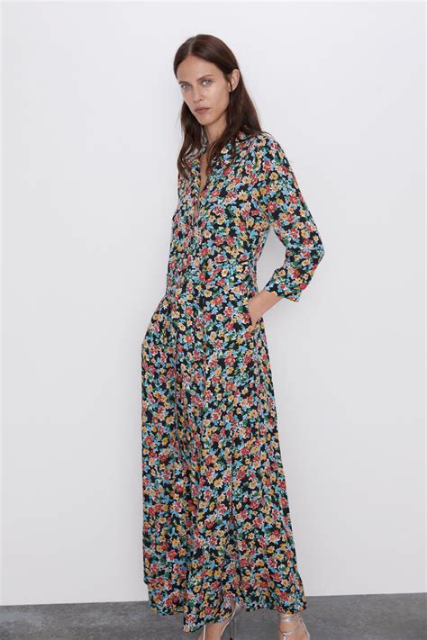 LONG FLORAL PRINT DRESS - View all-DRESSES-WOMAN | ZARA Italy | Floral print dress long, Print ...