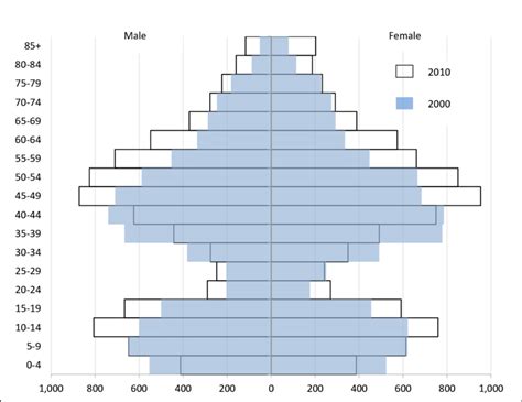 2000 and 2010 Age Structure of Hopewell Township | Download Scientific Diagram