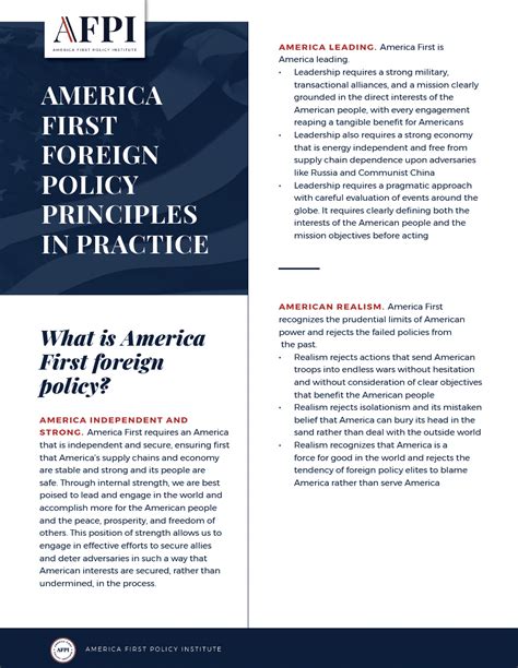 America First Foreign Policy Principles in Practice | Issues