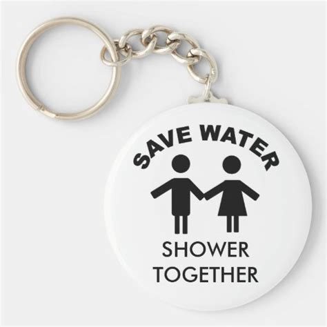 Save water shower together keychain