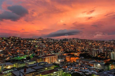 Sunset Over the Neighborhood of Petare, Located in Venezuela Stock Photo - Image of barrio ...