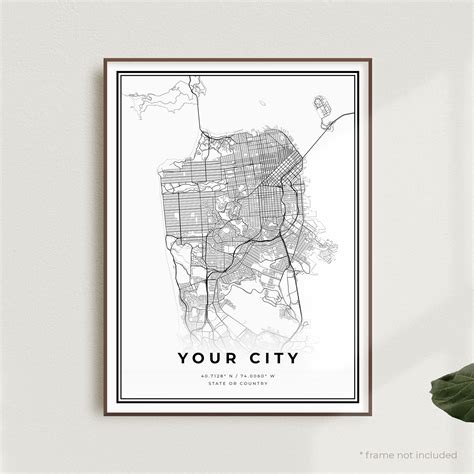 Set of 4 ANY CITY Map Posters Personalized Map Prints Set of | Etsy