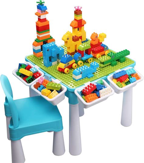 burgkidz Kids 5-in-1 Multi Activity Table Set – 128 Pieces Large ...