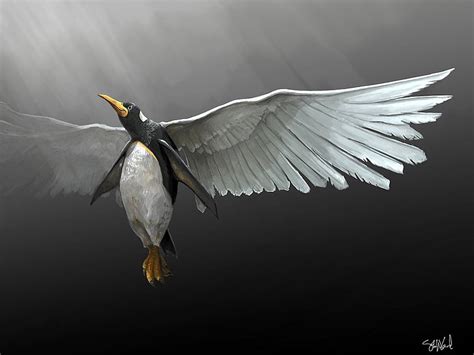 HD wallpaper: penguin with wings painting, Animal, Artistic, flying ...