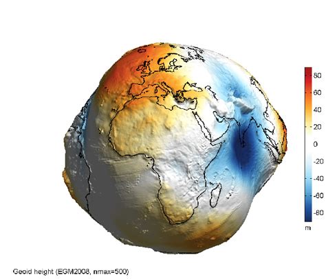 Geoid height, computed from the gravity field model EGM2008 (Pavlis et... | Download Scientific ...