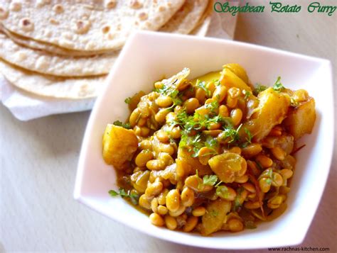 Soya Bean Potato Curry Recipe - Rachna's Kitchen