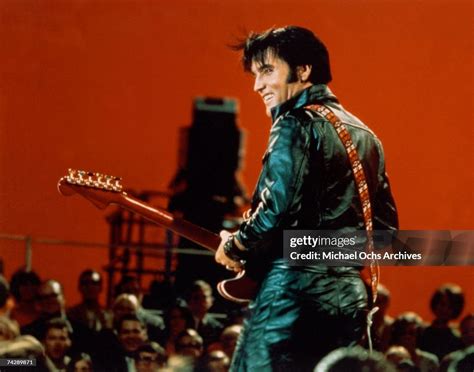 Rock and roll musician Elvis Presley performing on the Elvis comeback ...