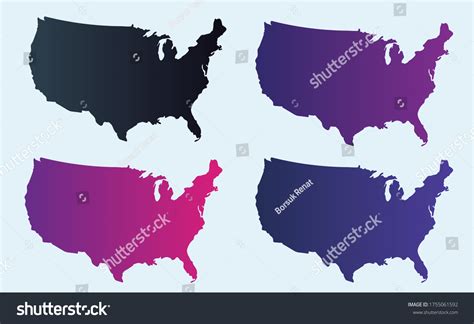 Usa Map Set Isolated Vector Silhouette: เวกเตอร์สต็อก (ปลอดค่าลิขสิทธิ์ ...