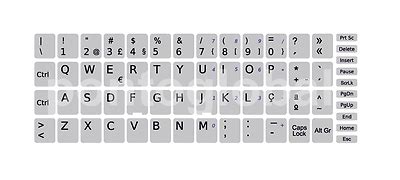 REPLACEMENT PORTUGUESE PT-PT KEYBOARD STICKER KEY LAPTOP GREY SILVER ...