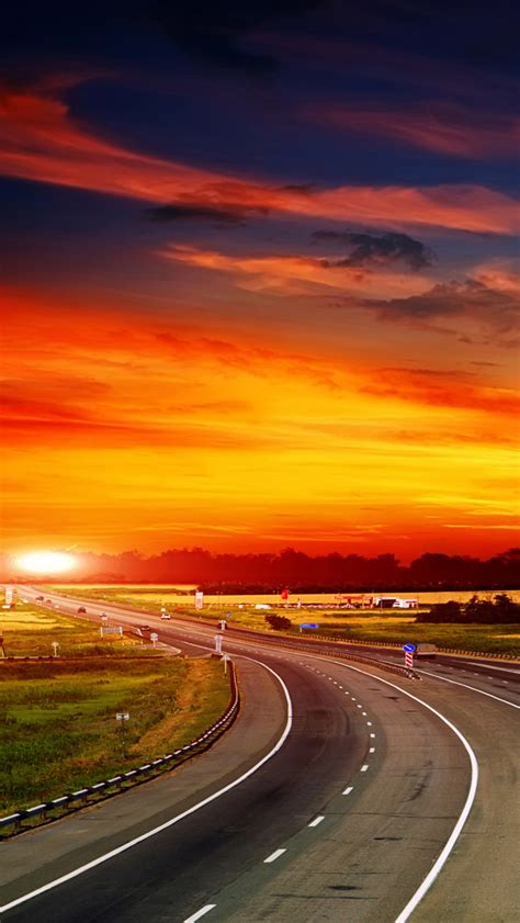 Highway at Sunset iPhone Wallpapers Free Download