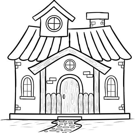 Fairytale old house coloring page illustration isolated 8382277 Vector Art at Vecteezy