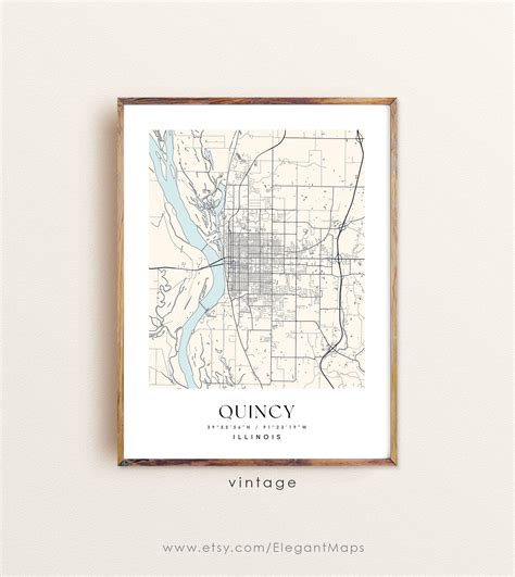 Quincy Illinois Map Quincy IL Map Quincy City Print Quincy - Etsy UK