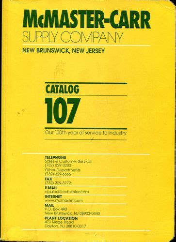 McMaster-Carr Supply Company Catalog 107 100th anniversary Edition – TZSupplies.com