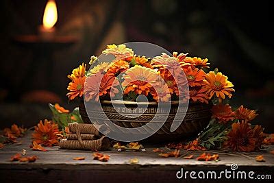 Traditional Aztec Marigold Flower Arrangement Royalty-Free Stock Image | CartoonDealer.com ...