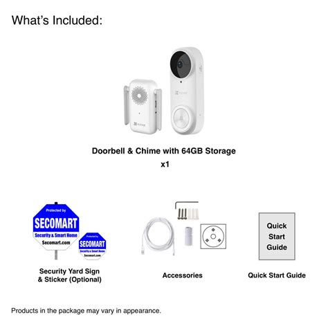 Ezviz Doorbell Camera 2K+ 5MP Battery Wireless WiFi 64GB & Chime, Smar