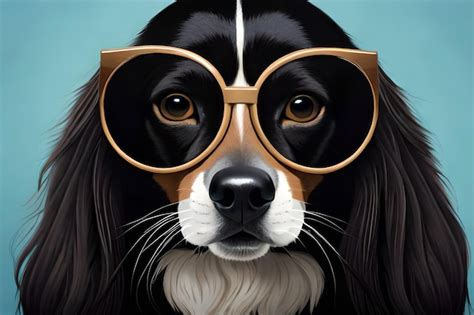 Premium AI Image | A dog with glasses and a round rimmed hat