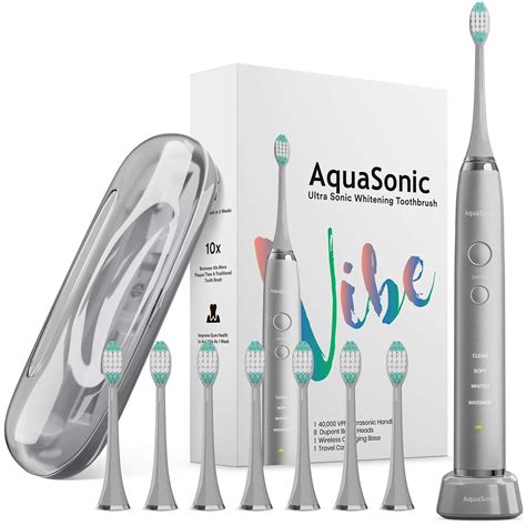 AquaSonic VIBE Charcoal Ultra Sonic Whitening Electric Toothbrush in Metallic | eBay