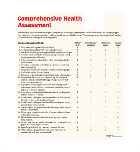 6+ Health Assessment Templates | Sample Templates