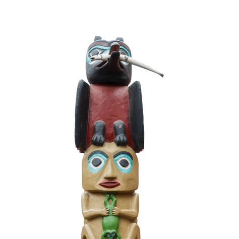 Colorful Raven Native American TOTEM Pole For Sale at 1stdibs