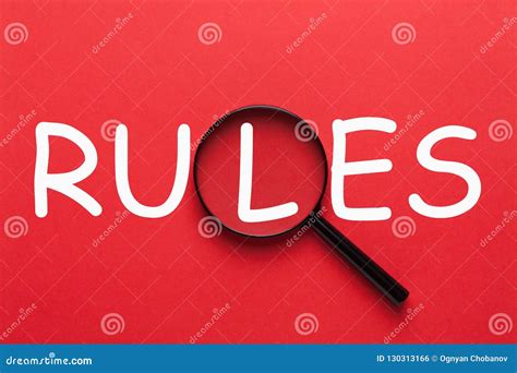 Rules Written on Red Background Stock Photo - Image of moral ...