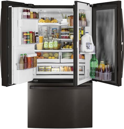 GE Profile Series 27.8 Cu. Ft. French Door in Door Refrigerator Black stainless steel PFD28KBLTS ...