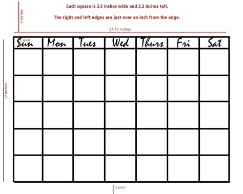 7 Day Week Blank Calendar Printable