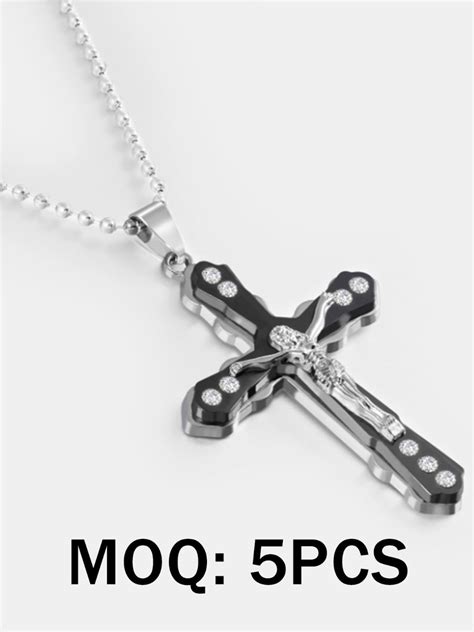 Rhinestone Jesus Cross Pendant Necklace