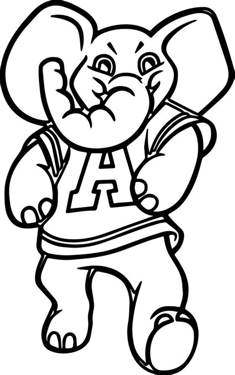 Alabama Elephant Walking Coloring Page | Wecoloringpage.com