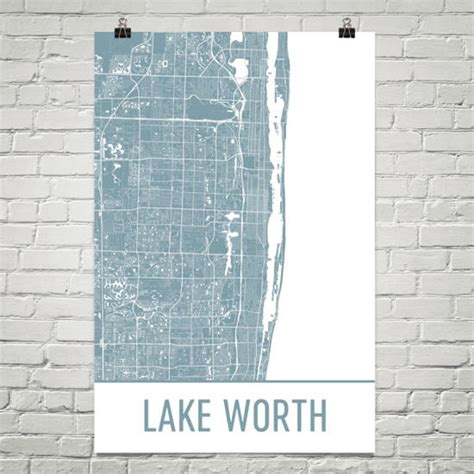 Lake Worth Map, Lake Worth Art, Lake Worth Print, Lake Worth FL Poster ...