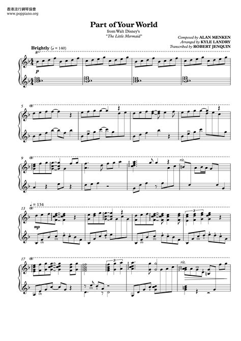 The Little Mermaid-Part Of Your World Sheet Music pdf, - Free Score ...