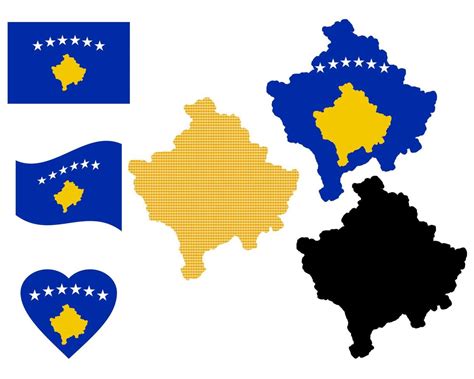 map of Kosovo and different types of symbols on a white background ...